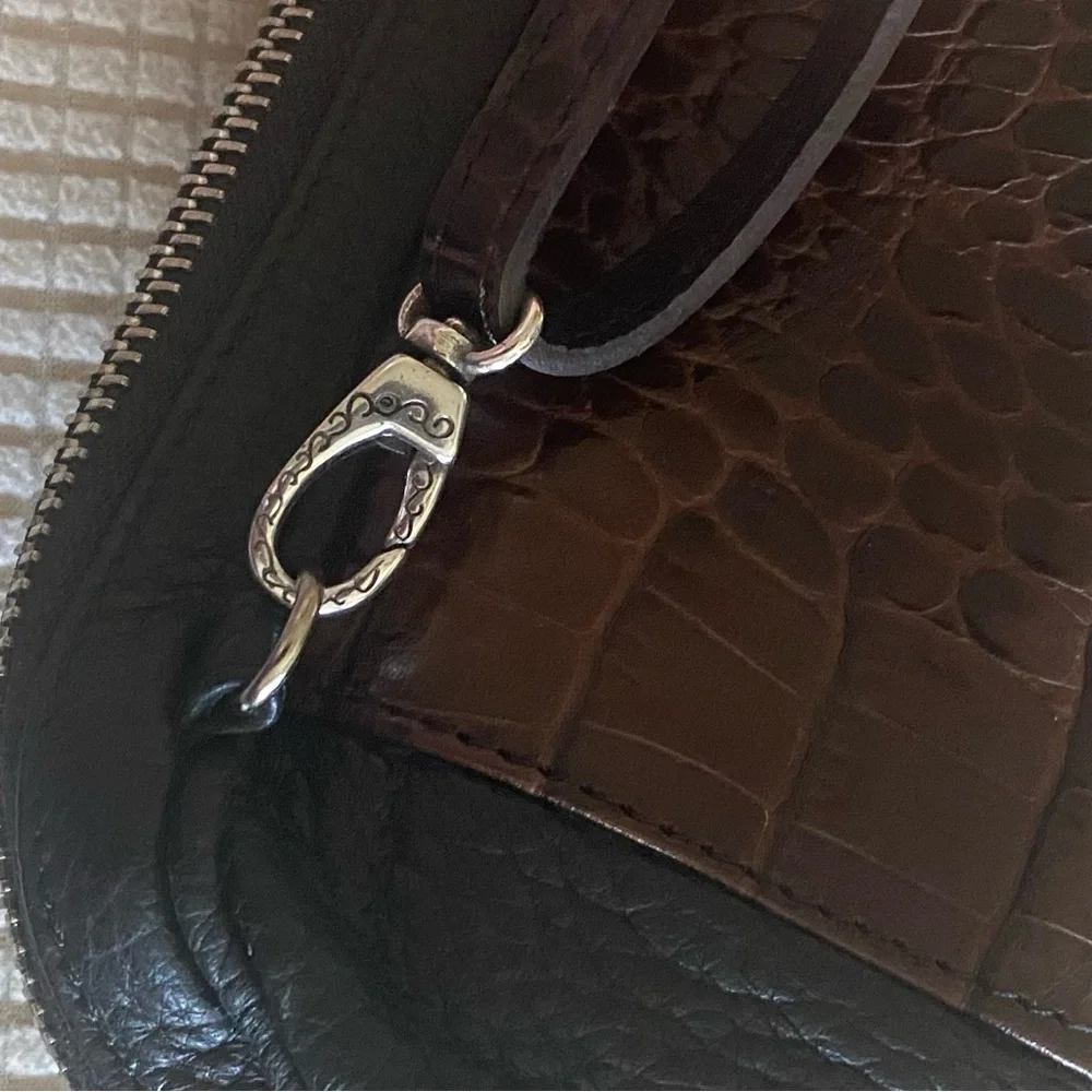 Brighton Black and Brown Croc-Embossed Crossbody